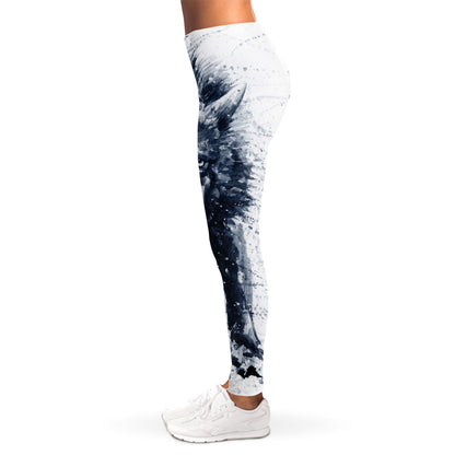 Watercolor Wolf Portrait Print Women's Leggings