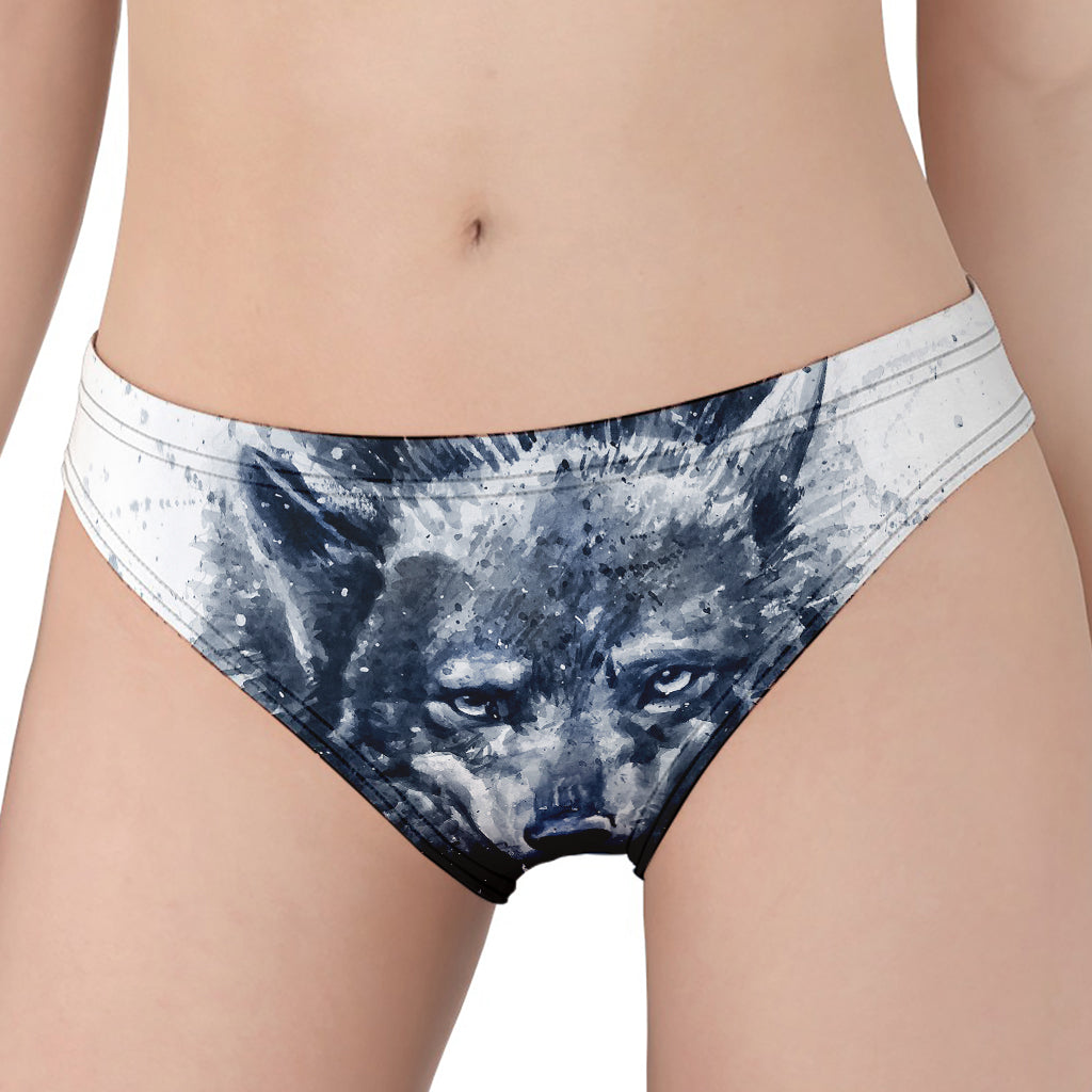 Watercolor Wolf Portrait Print Women's Panties