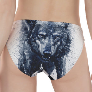 Watercolor Wolf Portrait Print Women's Panties