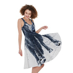 Watercolor Wolf Portrait Print Women's Sleeveless Dress