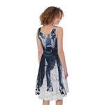 Watercolor Wolf Portrait Print Women's Sleeveless Dress