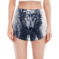 Watercolor Wolf Portrait Print Women's Split Running Shorts