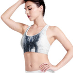 Watercolor Wolf Portrait Print Women's Sports Bra