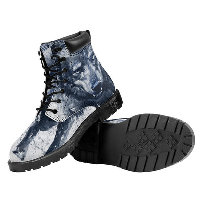 Watercolor Wolf Portrait Print Work Boots