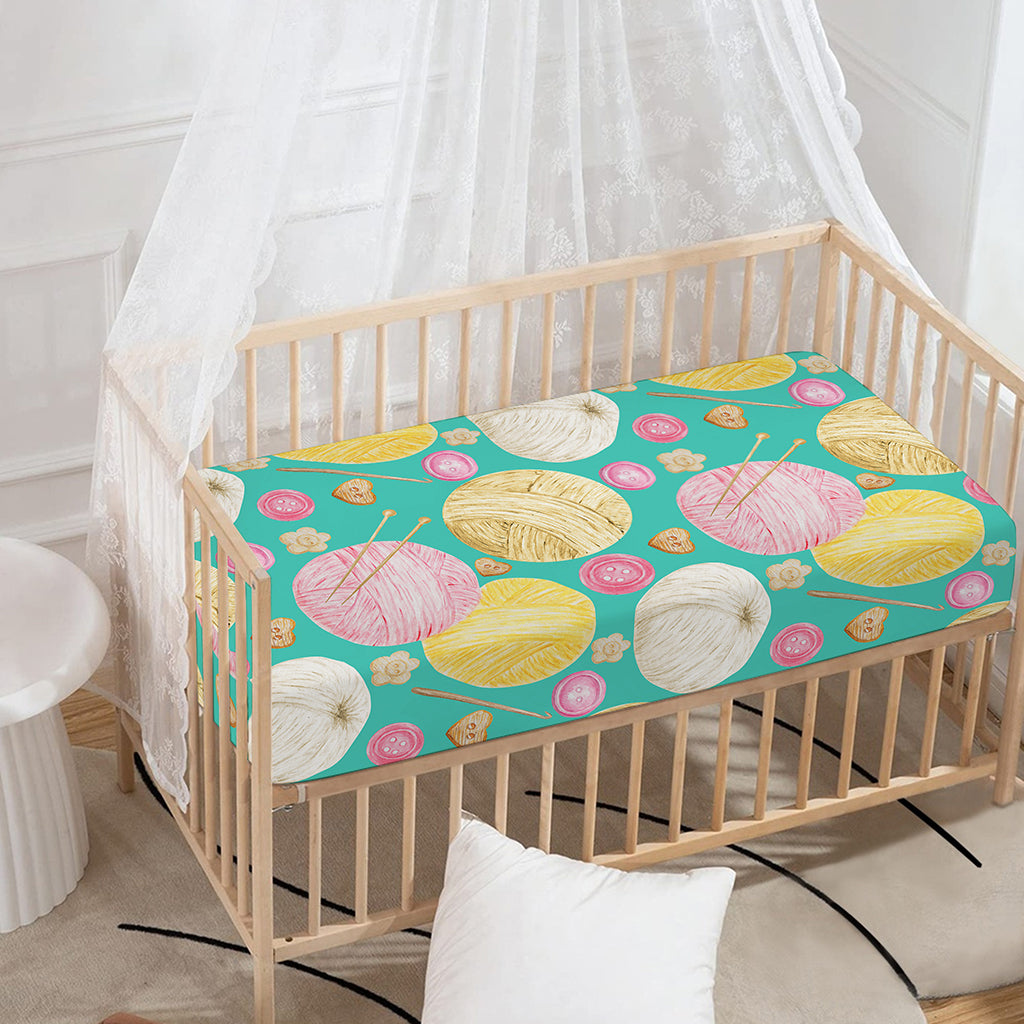Watercolor Yarn Pattern Print Baby Crib Sheet