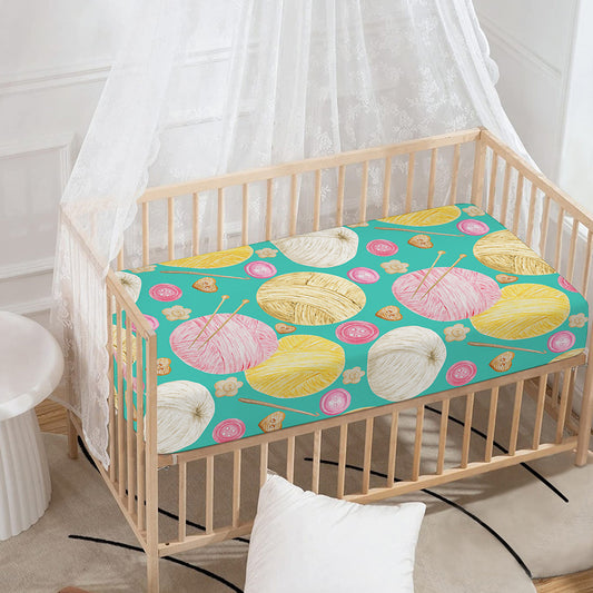 Watercolor Yarn Pattern Print Baby Crib Sheet