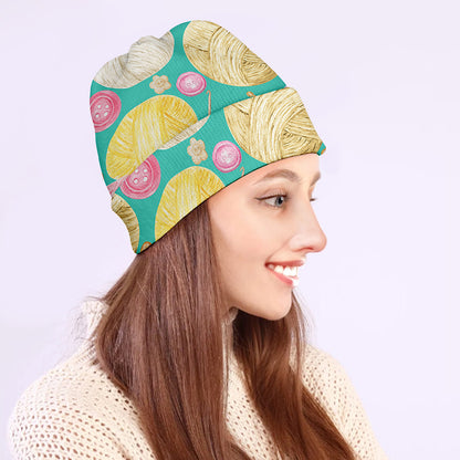 Watercolor Yarn Pattern Print Beanie