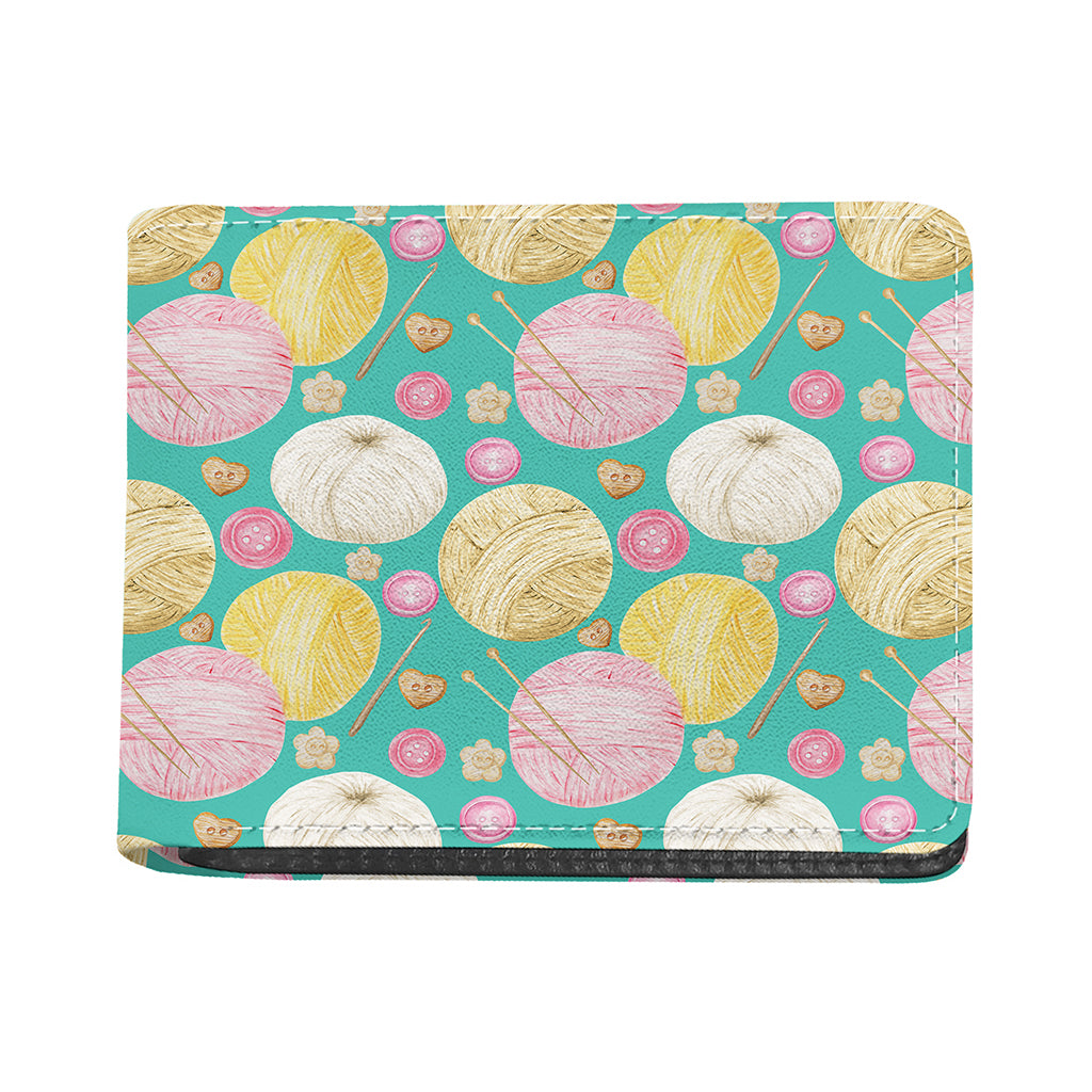 Watercolor Yarn Pattern Print Bifold Wallet