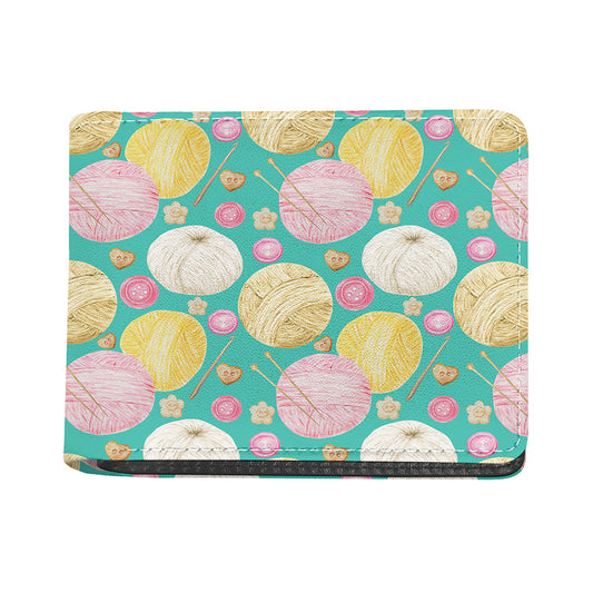 Watercolor Yarn Pattern Print Bifold Wallet