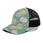 Watercolor Yarn Pattern Print Black Mesh Trucker Cap