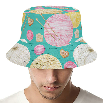 Watercolor Yarn Pattern Print Bucket Hat