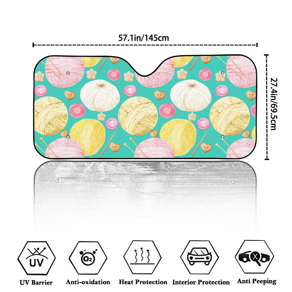 Watercolor Yarn Pattern Print Car Windshield Sun Shade