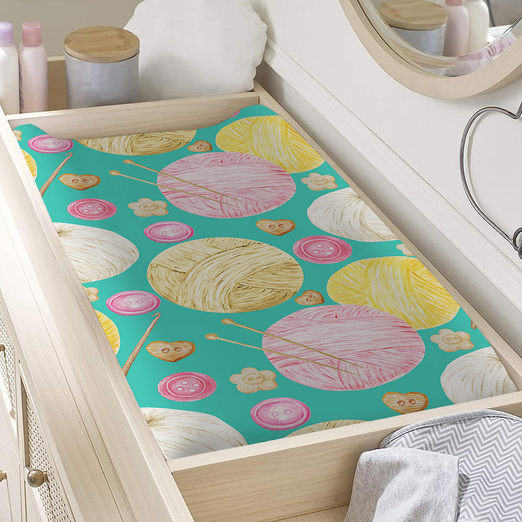 Watercolor Yarn Pattern Print Changing Pad Cover