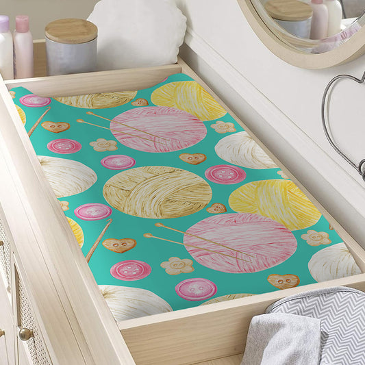 Watercolor Yarn Pattern Print Changing Pad Cover