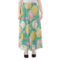 Watercolor Yarn Pattern Print Chiffon Maxi Skirt