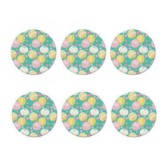Watercolor Yarn Pattern Print Coaster Set