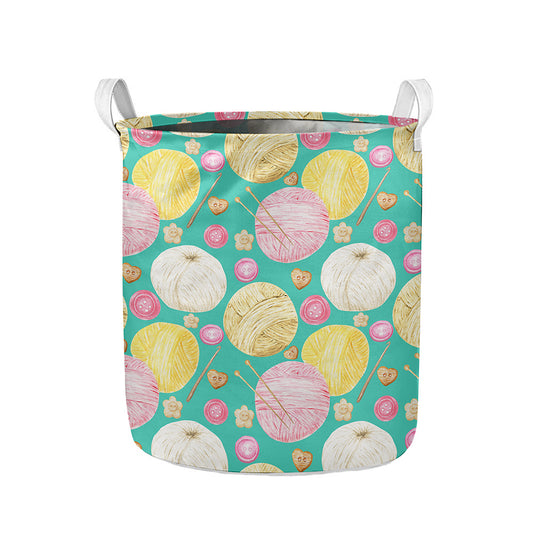 Watercolor Yarn Pattern Print Collapsible Laundry Basket