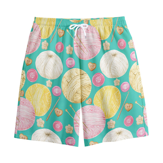 Watercolor Yarn Pattern Print Cotton Shorts