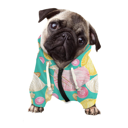 Watercolor Yarn Pattern Print Dog Zip Up Hoodie