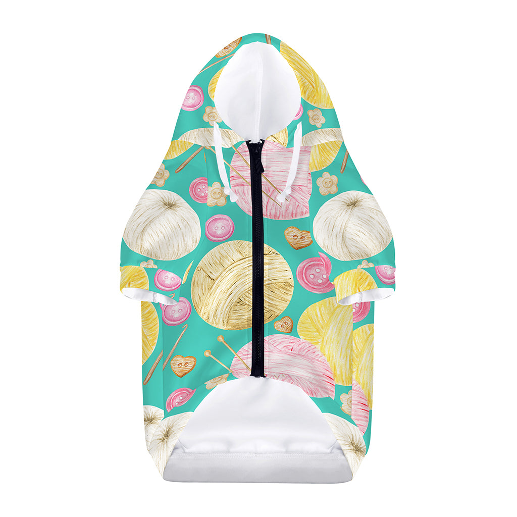 Watercolor Yarn Pattern Print Dog Zip Up Hoodie