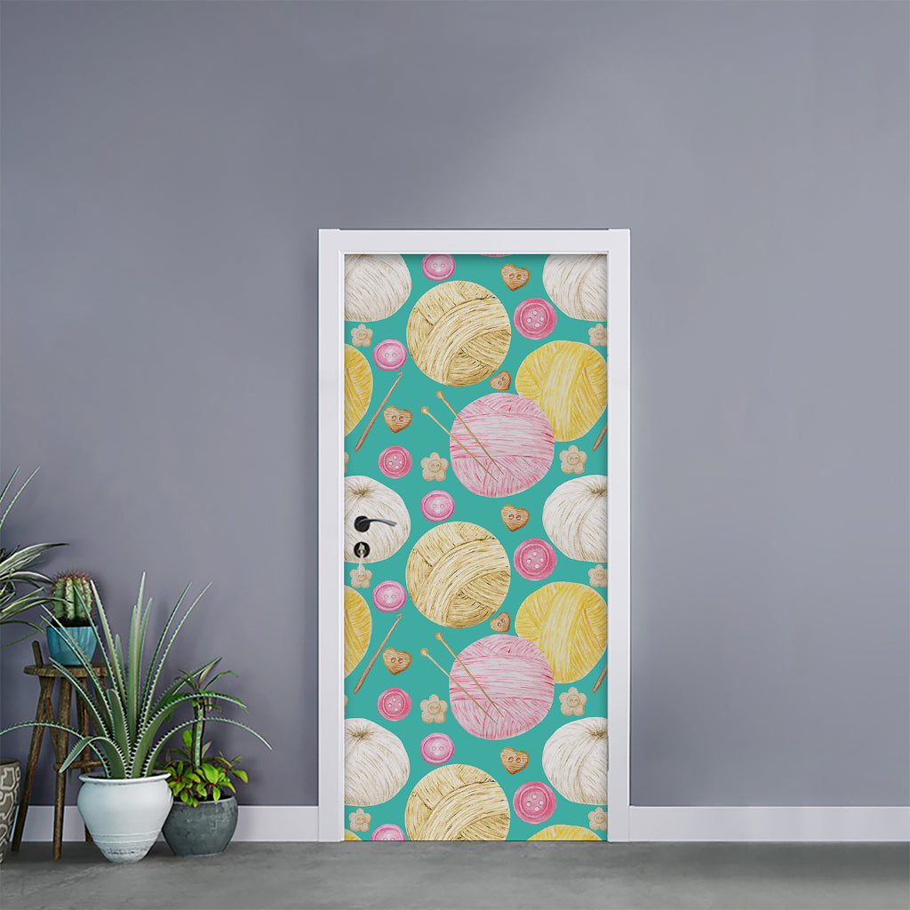 Watercolor Yarn Pattern Print Door Sticker
