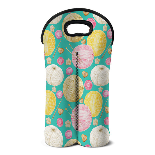 Watercolor Yarn Pattern Print Double Neoprene Wine Tote