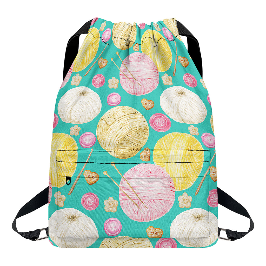 Watercolor Yarn Pattern Print Drawstring Backpack