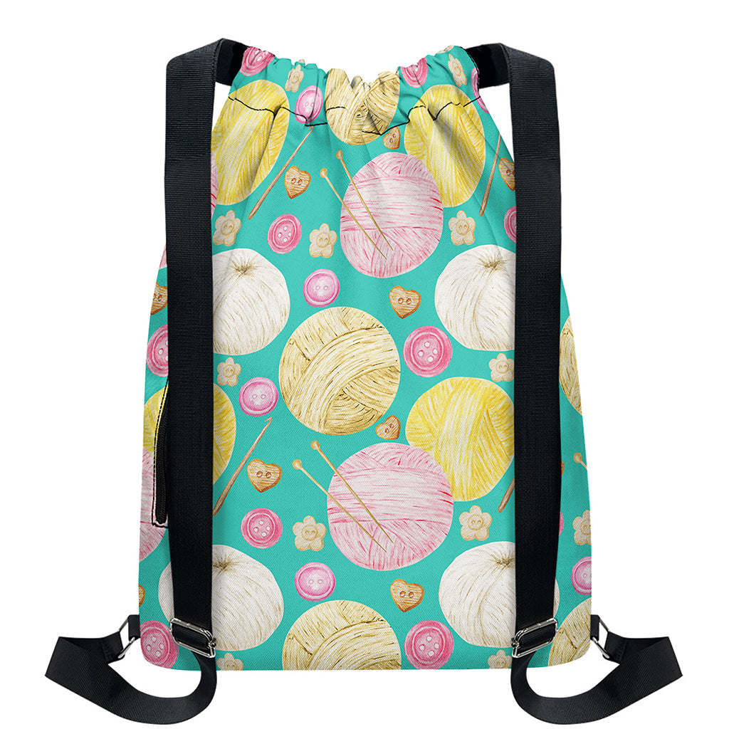 Watercolor Yarn Pattern Print Drawstring Backpack