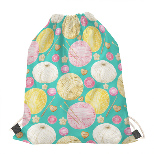 Watercolor Yarn Pattern Print Drawstring Bag
