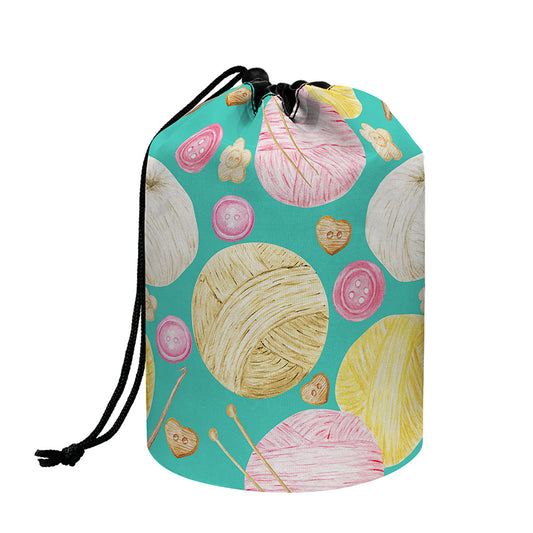 Watercolor Yarn Pattern Print Drawstring Makeup Bag