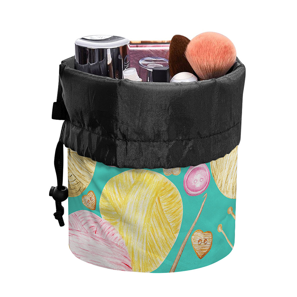 Watercolor Yarn Pattern Print Drawstring Makeup Bag