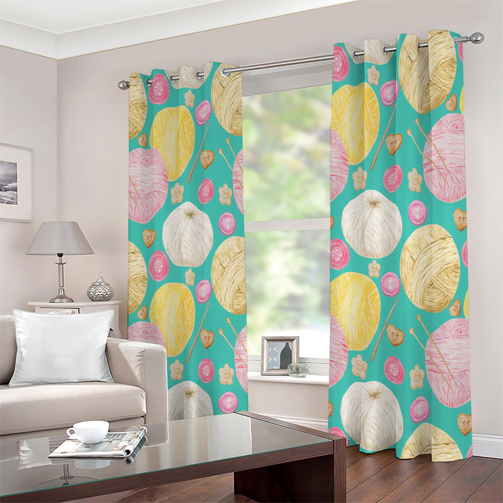 Watercolor Yarn Pattern Print Extra Wide Grommet Curtains