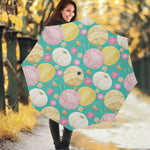 Watercolor Yarn Pattern Print Foldable Umbrella