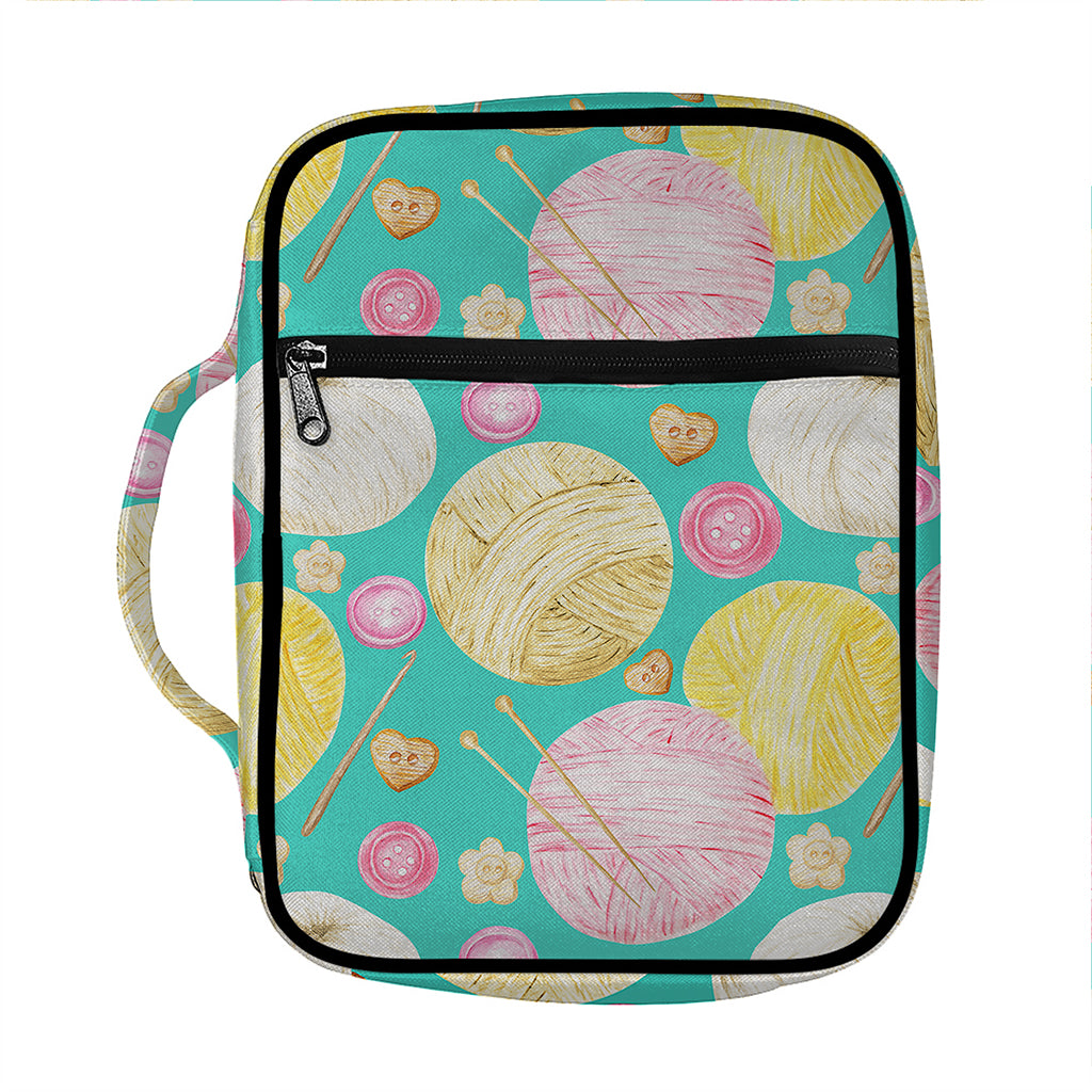 Watercolor Yarn Pattern Print Front Pocket Bible Bag