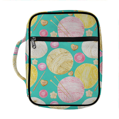 Watercolor Yarn Pattern Print Front Pocket Bible Bag