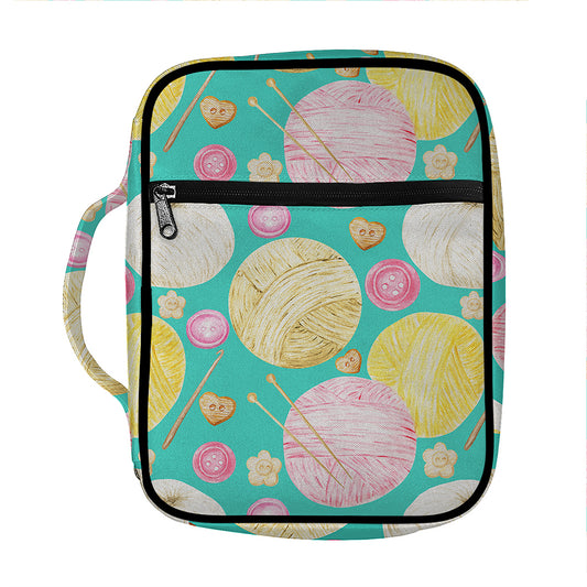 Watercolor Yarn Pattern Print Front Pocket Bible Bag