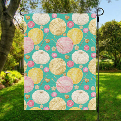 Watercolor Yarn Pattern Print Garden Flag