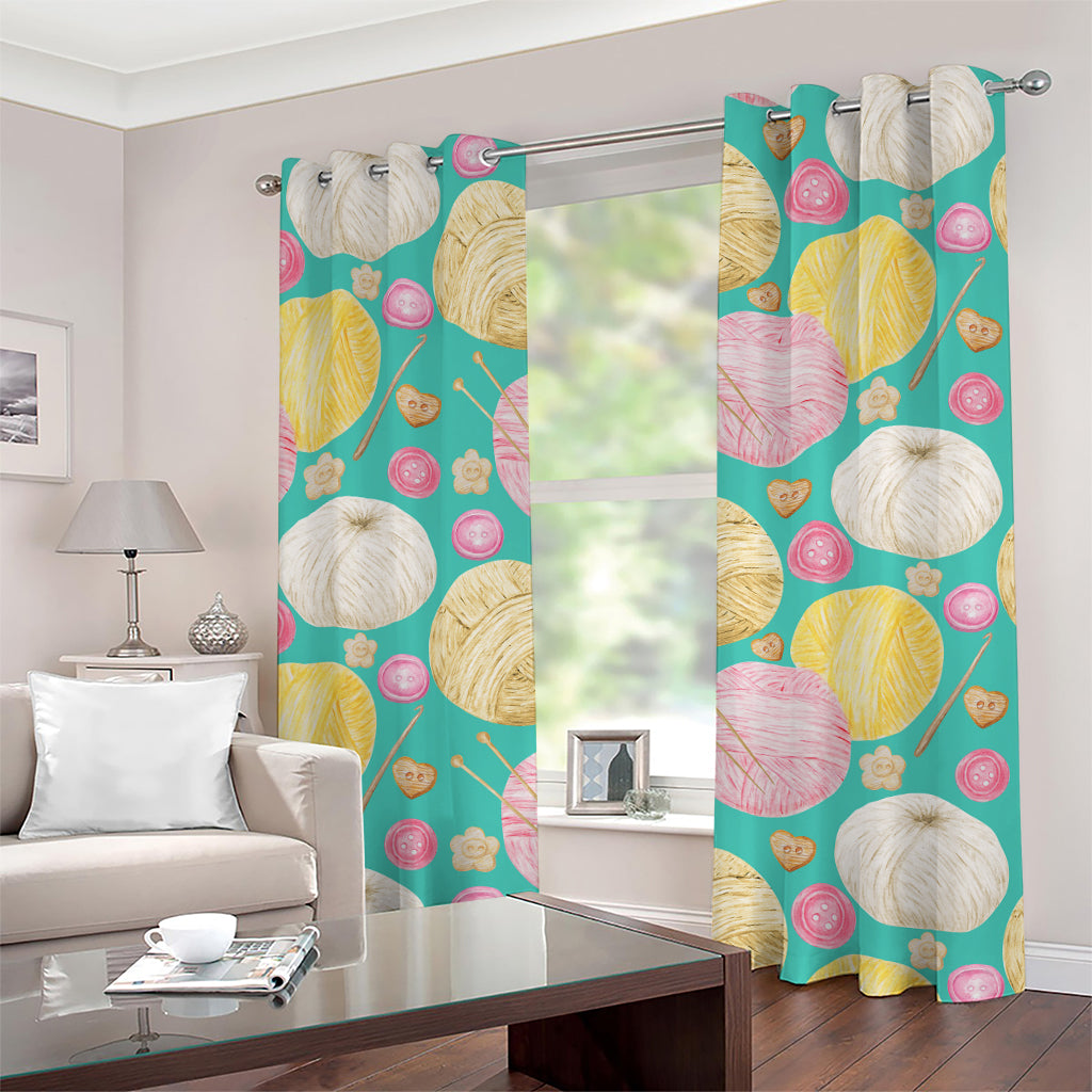 Watercolor Yarn Pattern Print Grommet Curtains