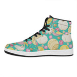 Watercolor Yarn Pattern Print High Top Leather Sneakers