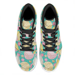 Watercolor Yarn Pattern Print High Top Leather Sneakers