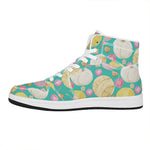 Watercolor Yarn Pattern Print High Top Leather Sneakers