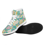 Watercolor Yarn Pattern Print High Top Leather Sneakers