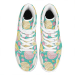 Watercolor Yarn Pattern Print High Top Leather Sneakers