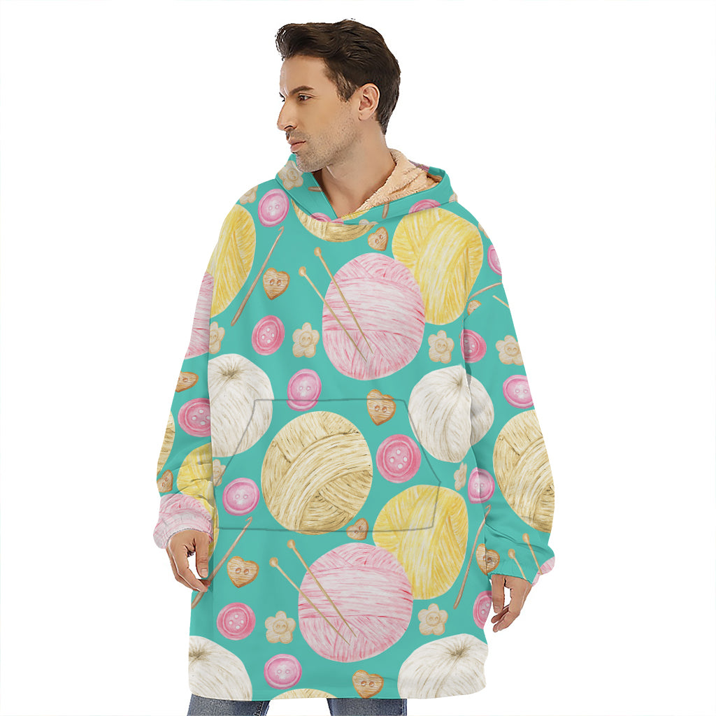 Watercolor Yarn Pattern Print Hoodie Blanket