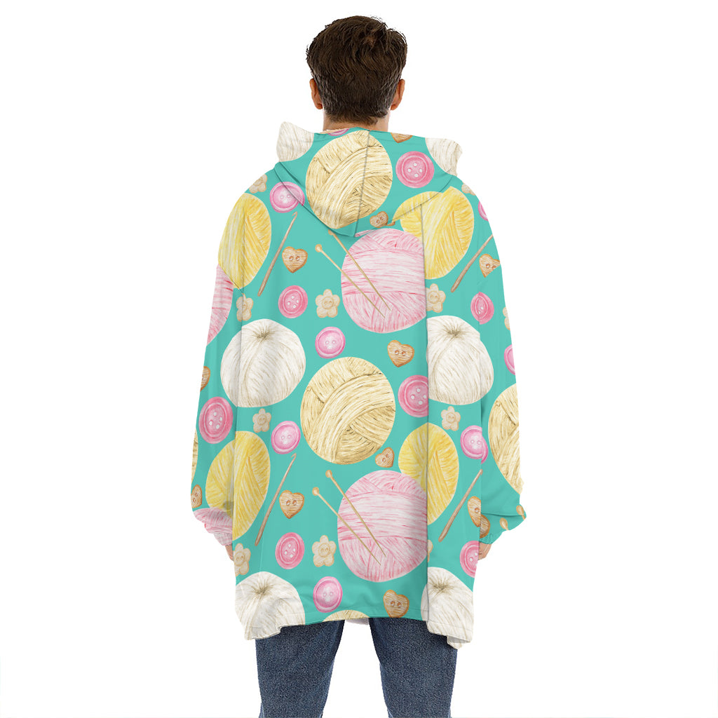 Watercolor Yarn Pattern Print Hoodie Blanket
