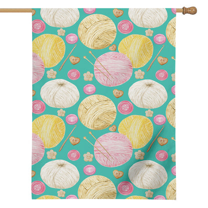 Watercolor Yarn Pattern Print House Flag