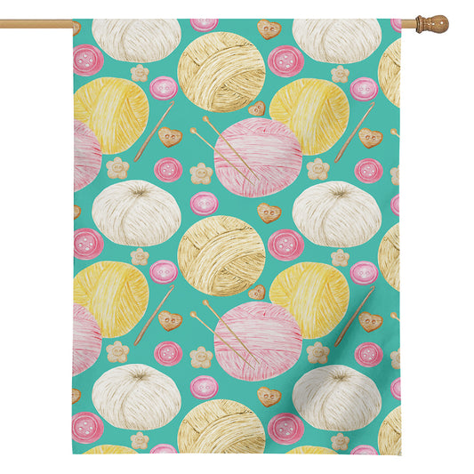 Watercolor Yarn Pattern Print House Flag