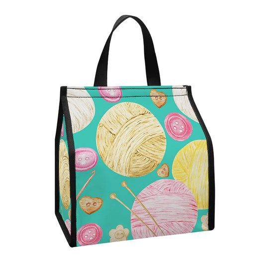 Watercolor Yarn Pattern Print Insulated Lunch Tote