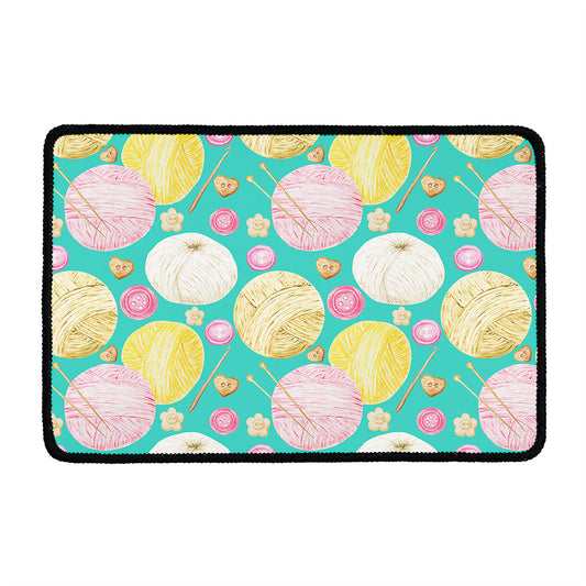 Watercolor Yarn Pattern Print Kitchen Mat