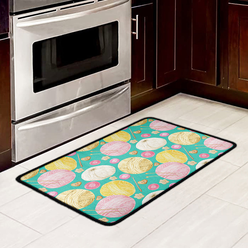 Watercolor Yarn Pattern Print Kitchen Mat